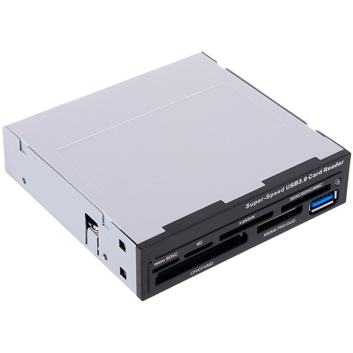 

Картридер Ginzzu внутренний, мультиформатный, USB 3.0, черный (GR-166UB), GR-166UB