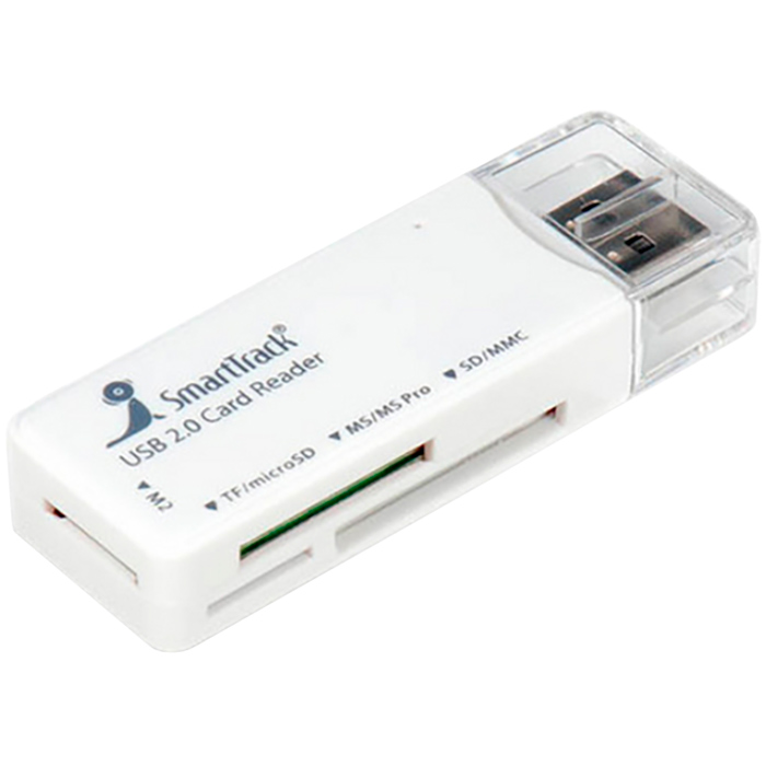 Картридер Smartbuy внешний, мультиформатный, USB 2.0, белый (SBR-749-W)