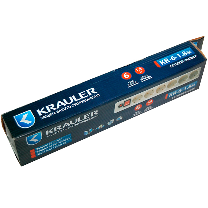 

Сетевой фильтр Krauler, 6-розеток, 1.8м, белый (KR-6-1.8M)
