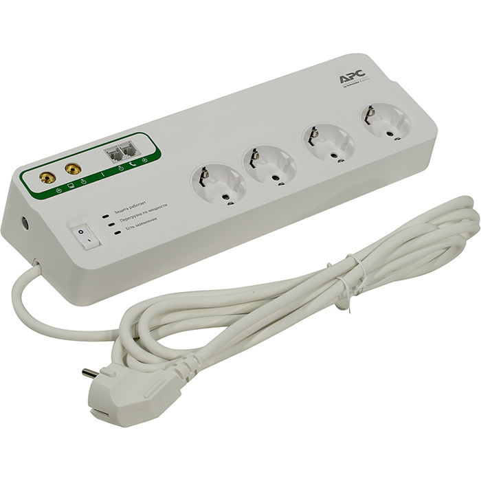 

Сетевой фильтр APC, 8-розеток, 3м, белый (PMF83VT-RS) + защита видео и телефонной линии, PMF83VT-RS,