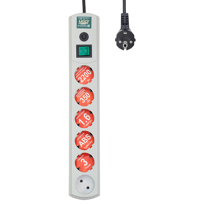 

Сетевой фильтр Most Lite LRG, 6-розеток, 1.6 м, белый (LRG 6-1.6Б), Lite LRG