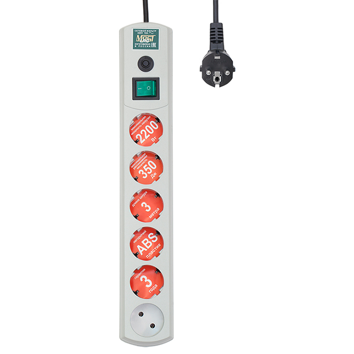 

Сетевой фильтр Most Lite LRG, 6-розеток, 3 м, белый (LRG 6-3-Б), Lite LRG