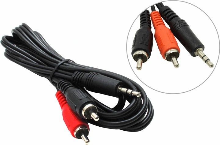 

Кабель соединительный Jack 3.5mm(M)-2xRCA(M), 2м, черный Hama (H-43333/00043333)