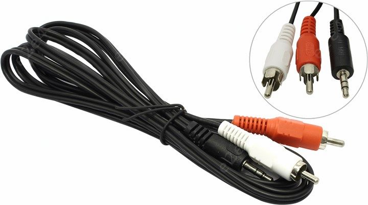 Кабель соединительный 2xRCA(M) 2xJack 3.5mm(M), 2 м, 5bites