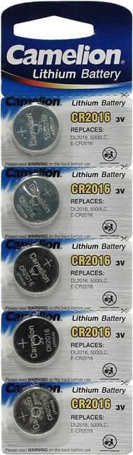

Батарейка Camelion CR2016-BP5B, CR2016, 3V, 5 шт. (1593), Серебристый