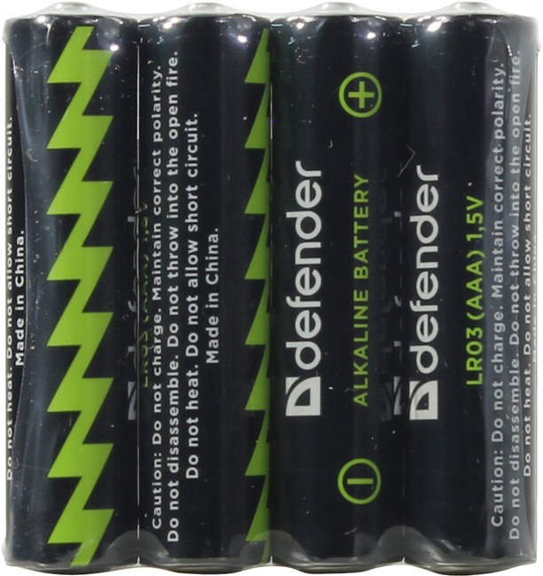 

Батарея Defender LR03-4F, AAA, 1.5V 4шт, Черный