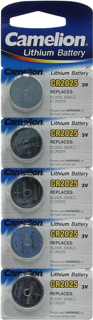 Батарея Camelion CR2025-BP5B,CR2025, 3V, 5шт. (1594)