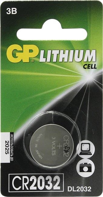 Батарея GP Lithium,CR2032, 3V, 1 шт