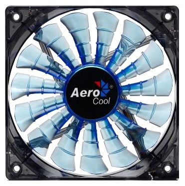 Вентилятор AeroCool Shark Fan Blue Edition 12cm, 120мм, 1500rpm, 26.5 дБА, 3-pin, 1шт, синий