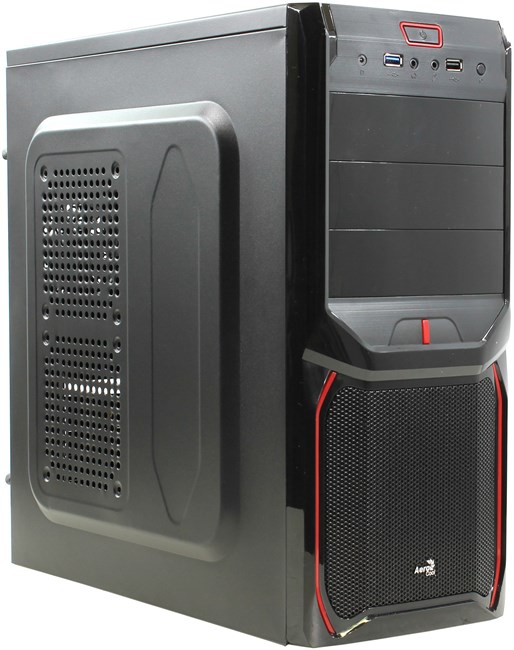 Корпус AeroCool V3X Advance Devil, ATX, Midi-Tower, красная подсветка, черный, 500 Вт