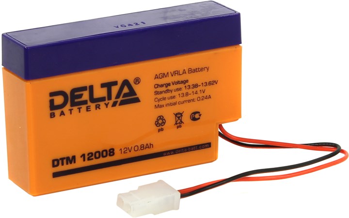 Аккумуляторная батарея Delta DTM12008, 12V 800mAh, цвет оранжевый DTM 12008 - фото 1