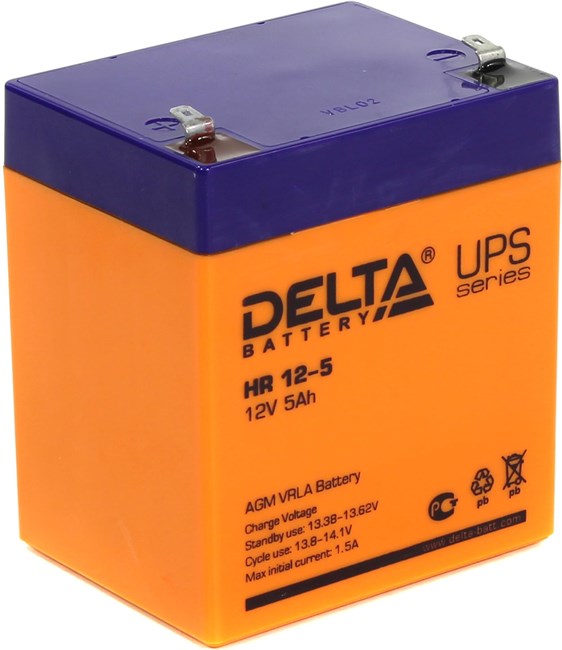 

Аккумуляторная батарея для ИБП Delta HR HR 12-5, 12V, 5Ah, Синий/желтый, HR 12-5