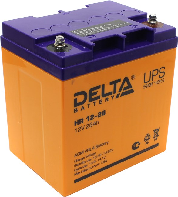 

Аккумуляторная батарея для ИБП Delta HR HR12-26, 12V, 26Ah, Оранжевый, HR12-26