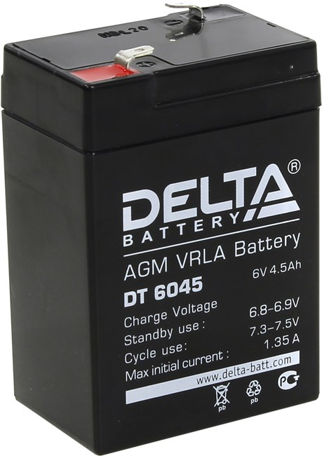 Аккумуляторная батарея Delta DT6045, 6V 4.5Ah, цвет черный DT 6045 - фото 1