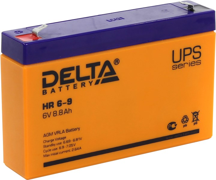 

Аккумуляторная батарея для ИБП Delta HR 6-9, 6V, 8.8Ah, Синий/желтый, HR 6-9