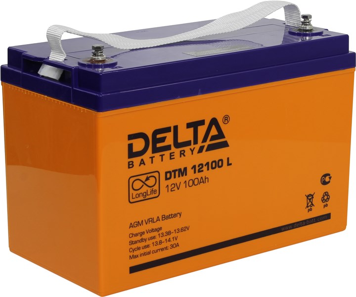 Аккумуляторная батарея Delta DTM 12100 L, 12V, 100Ah, цвет оранжевый - фото 1
