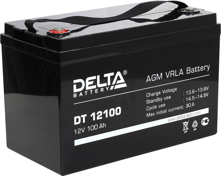 

Аккумуляторная батарея для ОПС Delta DT DT 12100, 12V, 100Ah, Черный, DT 12100