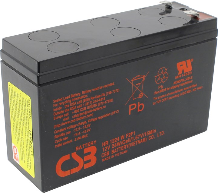 Аккумуляторная батарея для ИБП CSB HR HR1224W F2F1, 12V, 6Ah