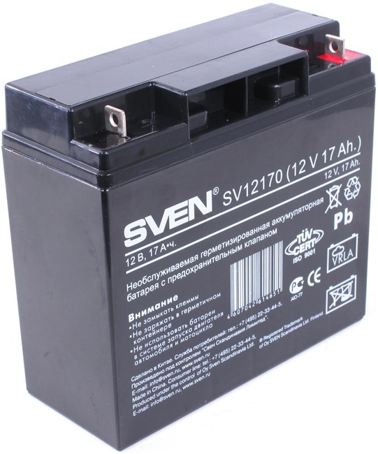 

Аккумуляторная батарея для ИБП Sven SV SV12170, 12V, 17Ah, Черный, SV12170