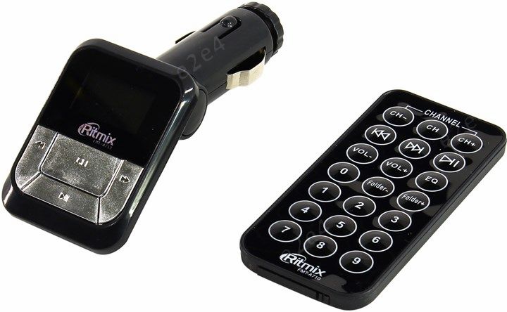 FM-трансмиттер Ritmix FMT-A710 USB microSD ПДУ черный 690₽