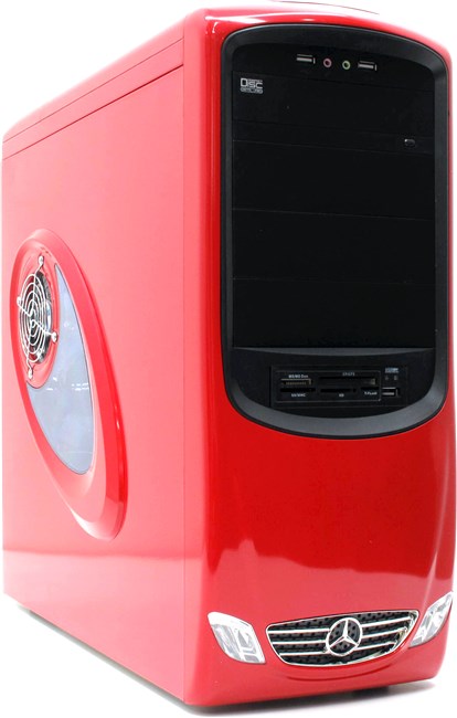 Корпус FOX 6909RB+CR 500W, ATX MidiTower, красный-черный
