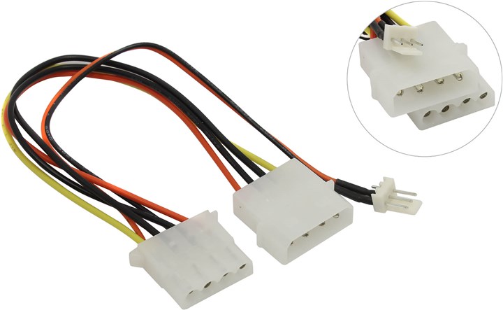 

Кабель питания Molex(M)-Molex(F)/FAN 3-pin Espada, прямой (E4pinM-3+4pin), Белый