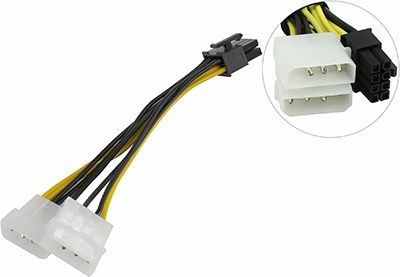 

Кабель питания 2xMolex(M)-PCI-E 8-pin(M) ORIENT, 15 см, прямой (С392), Белый/черный