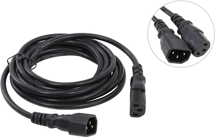 Кабель питания VCOM IEC-320-C13-IEC-320-C14, 3 м