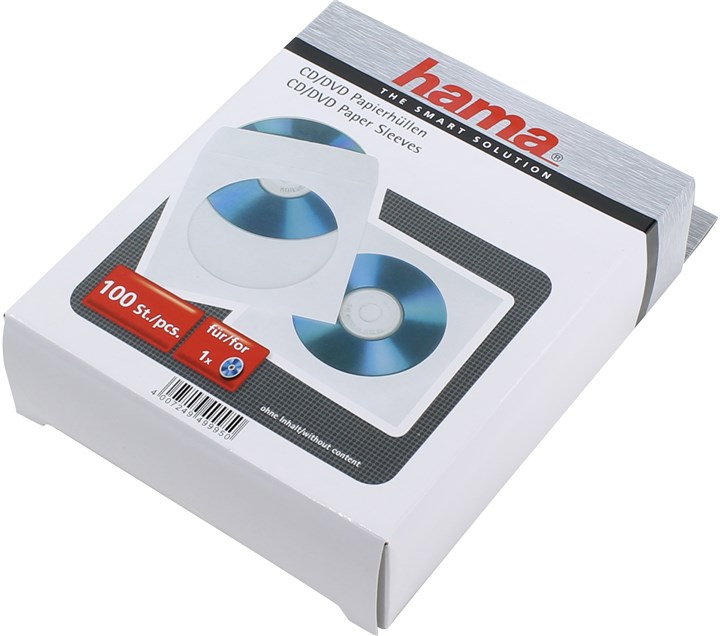 Конверт для CD/DVD Hama 100шт, бумага, белый (H-62672)