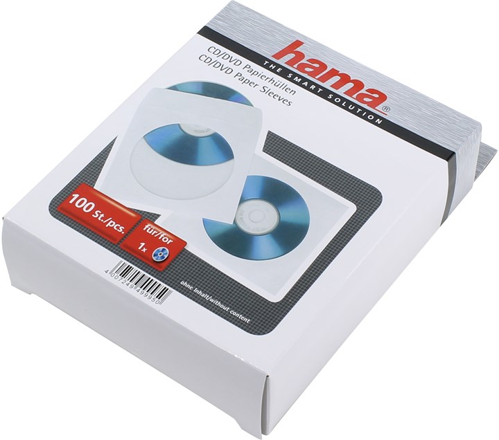 

Конверт для CD/DVD Hama 100шт, бумага, белый (H-62672)