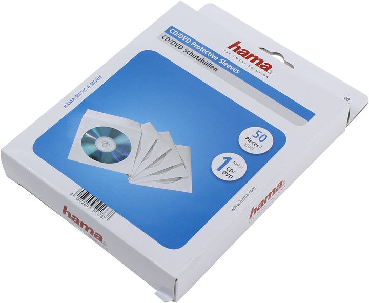 

Конверт для CD/DVD Hama 50шт, бумага, белый (H-49994)