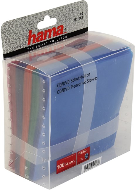 Конверт для CD/DVD Hama 100шт, пластик, ассорти (H-51068)