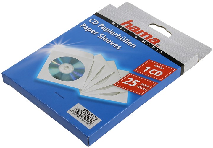 

Конверт для CD/DVD Hama 25шт, бумага, белый (H-51179)