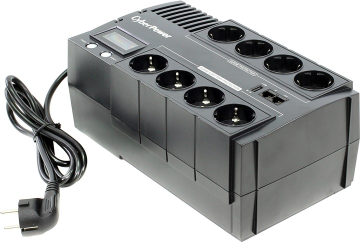 

ИБП CyberPower BR1000ELCD, 1000 В·А, 600 Вт, EURO, розеток - 8, USB, черный, BR1000ELCD