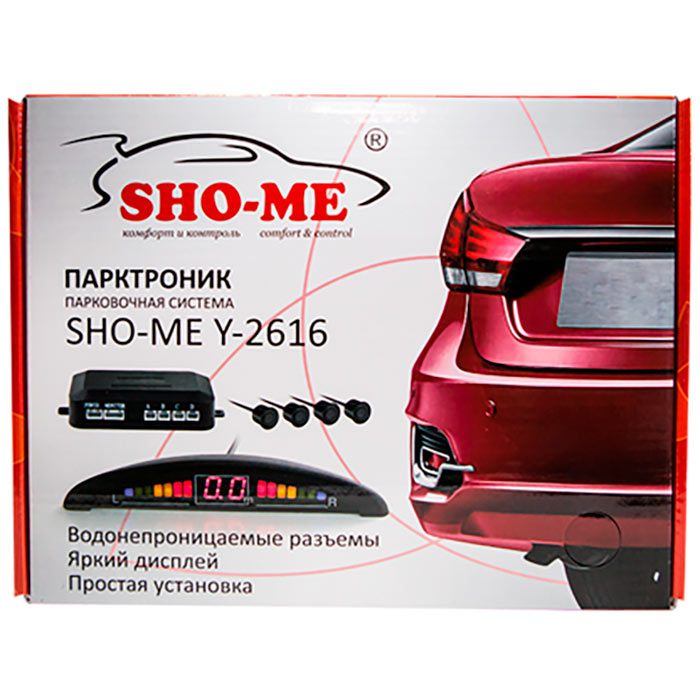 Парктроник Sho-Me Y-2616, 4 датчика, Ø 22, цвет датчиков черный