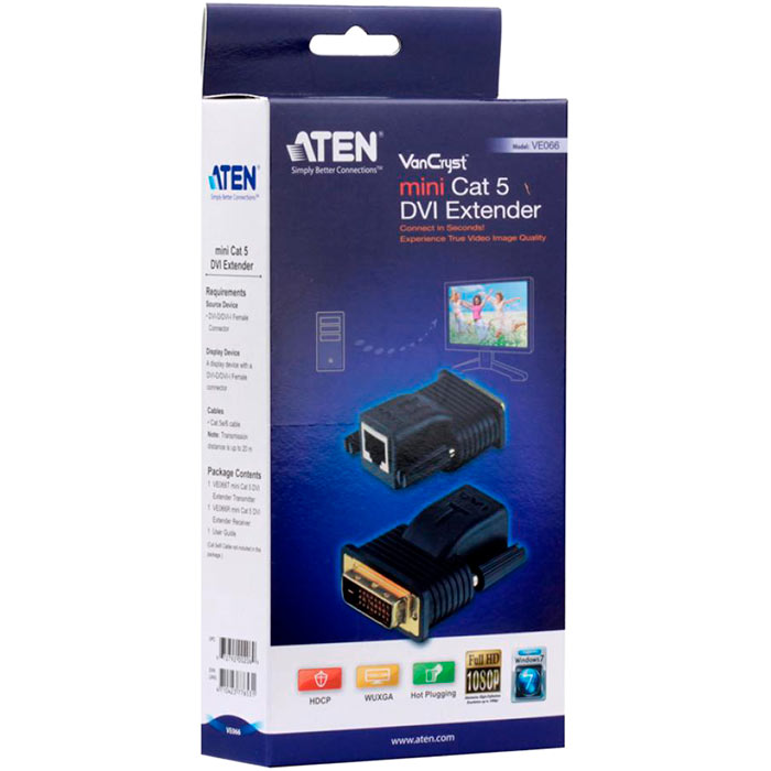 

Кабель-удлинитель DVI-D(M), 20 м, черный Aten (VE066-AT)