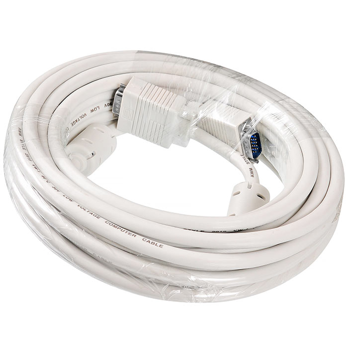 

Кабель VGA(15M)-VGA(15M), ферритовый фильтр, 10 м, белый Buro (817279)
