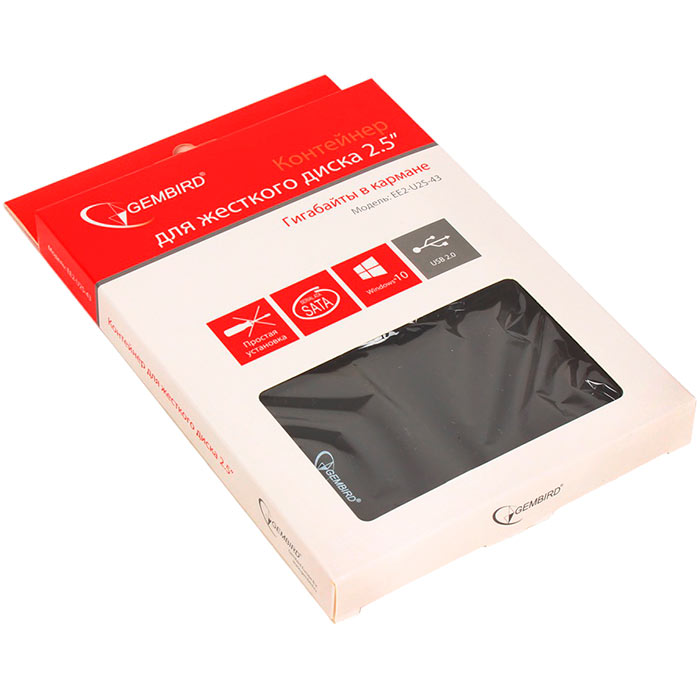 

Внешний бокс Gembird 1x 2.5" USB 2.0, черный (EE2-U2S-43), EE2-U2S-43