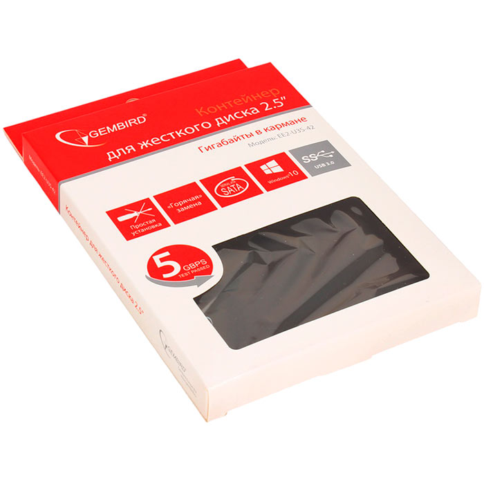 

Внешний бокс Gembird 1x 2.5" USB 3.0, черный (EE2-U3S-42), EE2-U3S-42