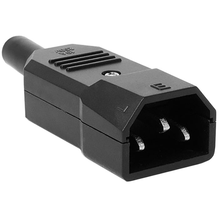 Вилка прямая Lanmaster, IEC C14, 10А, с/з
