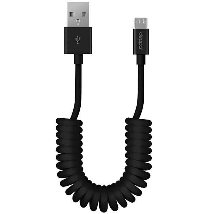 

Кабель USB/microUSB, 1.5m, спиральный, черный, Deppa (72123)