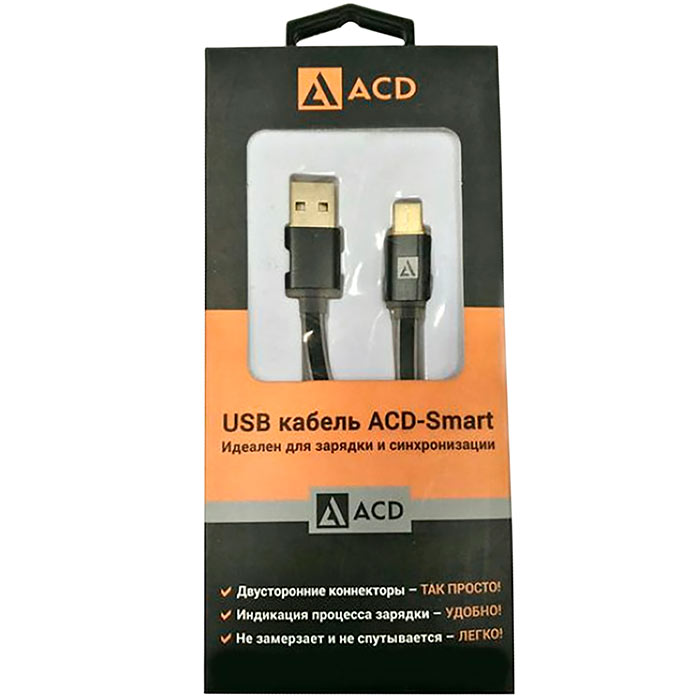 Кабель USB 2.0(A)-USB 2.0(Type-C), ACD, 1м, черный (ACD-U915-C2B)