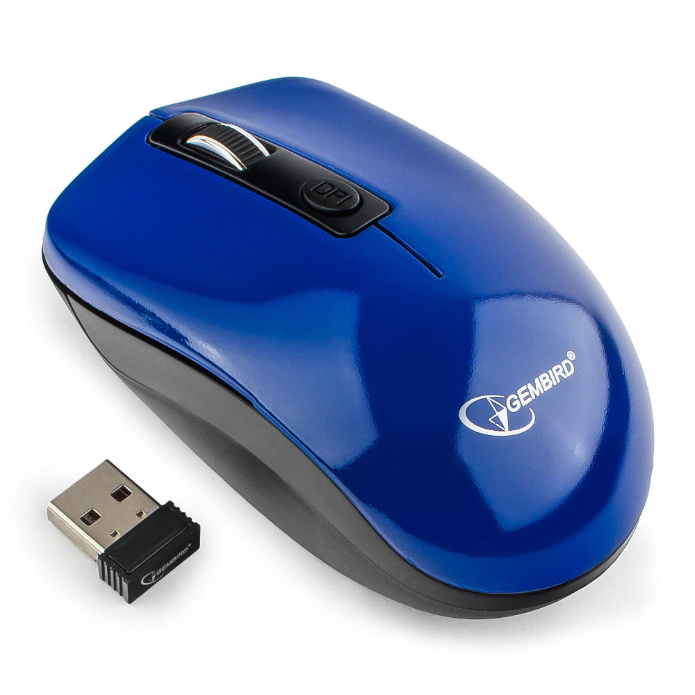 

Мышь беспроводная Gembird MUSW-400-B, 1600dpi, оптическая светодиодная, USB, голубой, MUSW-400-B