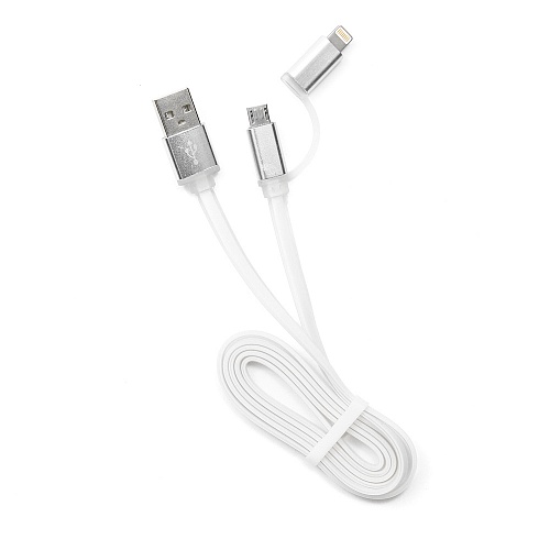 

Кабель USB-Micro USB+Lightning 8-pin, 1м, белый Cablexpert (CC-mAPUSB2w1m)