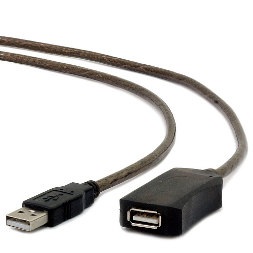 Кабель-удлинитель USB(Am)-USB(Af), 10 м, прозрачный/черный, Cablexpert