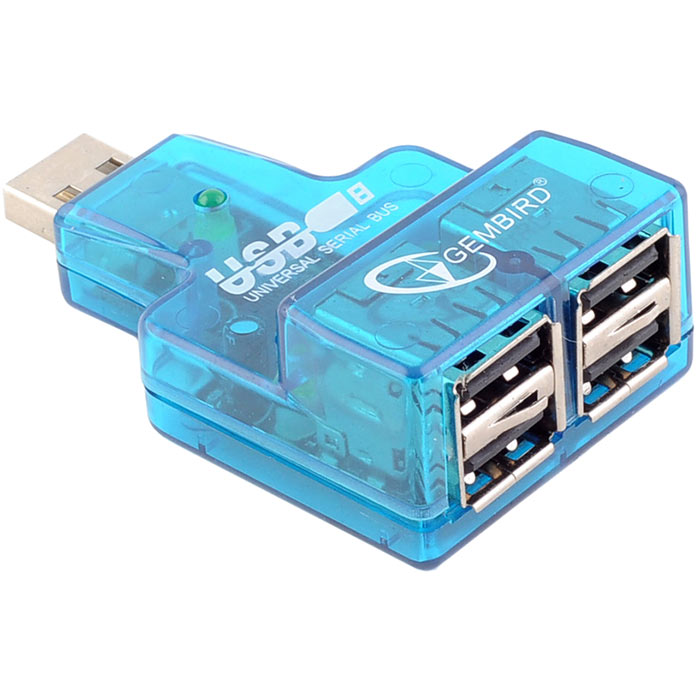 Концентратор Gembird UHB-CN224, 4xUSB 2.0, синий (HB-CN224)