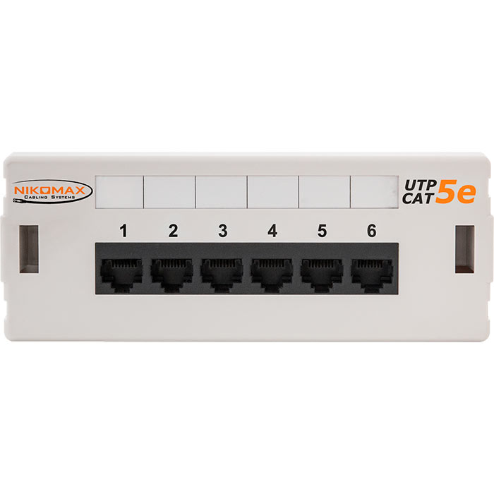 Патч-панель настенная, порты: 6xRJ-45 кат. 5e, NIKOMAX NMC-WP06UD2-GY