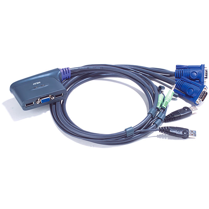 Переключатель KVM (КВМ) ATEN CS62US, 2-ПК, USB, USB, видео VGA 2048x1536 (CS62US-A7)