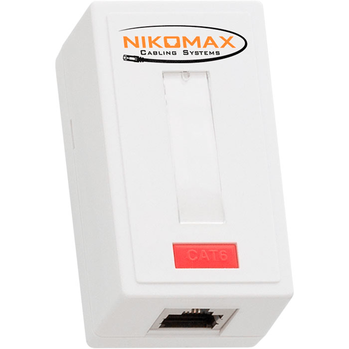 

Розетка RJ-45 открытый монтаж категория 6, экранированная, белый, NIKOMAX (NMC-WO1SE2-WT)