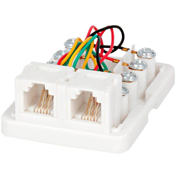 

Розетка RJ-12+RJ-12 открытый монтаж, белый, Hyperline (SB-2-6P4C-C2-WH)